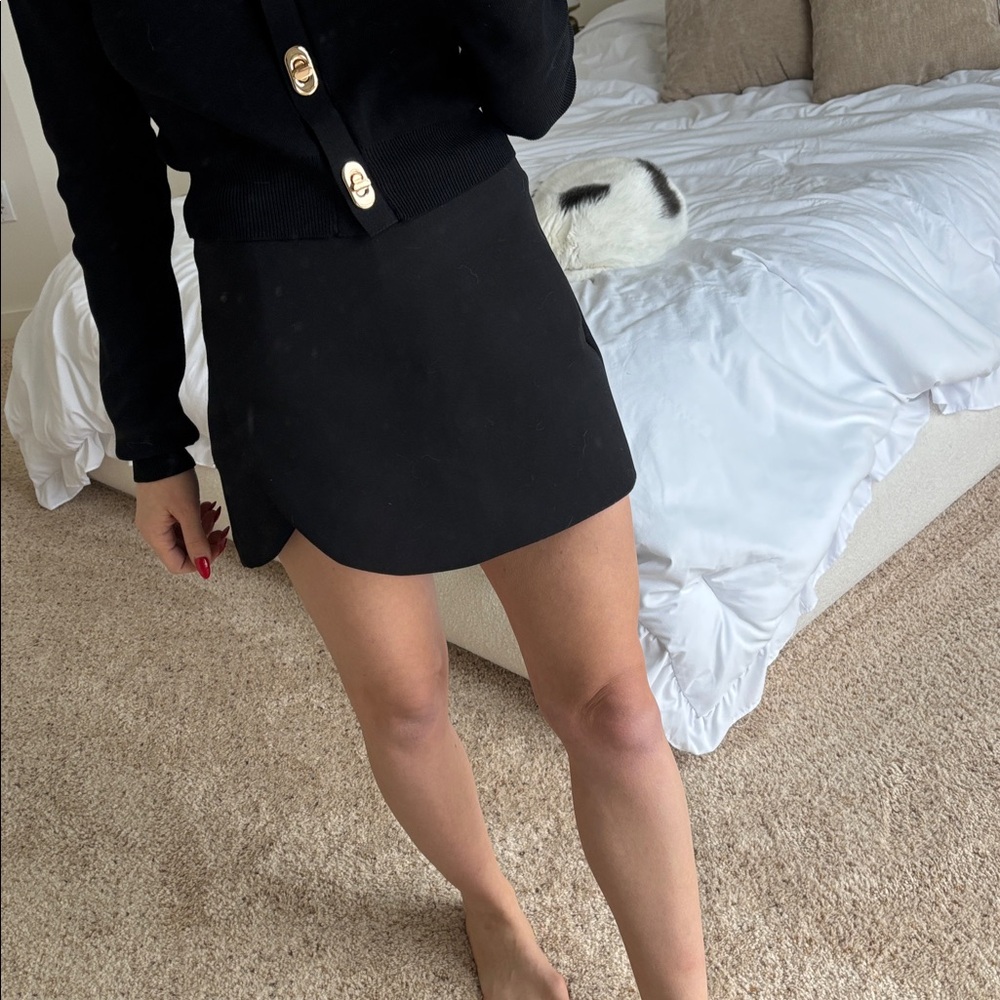 Black Zara Skirt skort tulip pareo asymmetrical